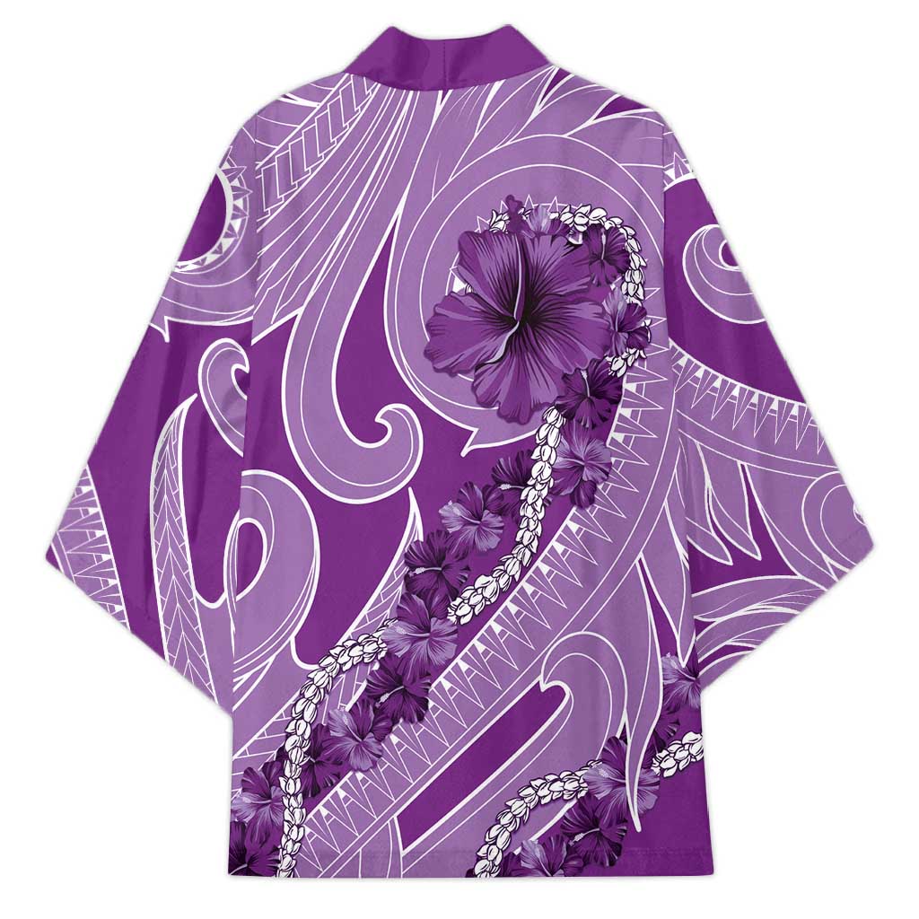 Hawaii Violet Hibiscus Pikake Lei Kimono - Polynesian Pride