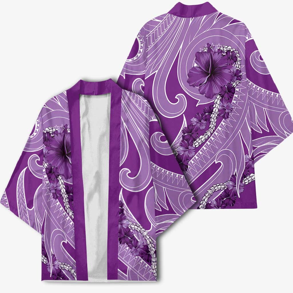 Hawaii Violet Hibiscus Pikake Lei Kimono - Polynesian Pride