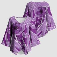 Hawaii Violet Hibiscus Pikake Lei Kimono Sleeve Blouse - Polynesian Pride