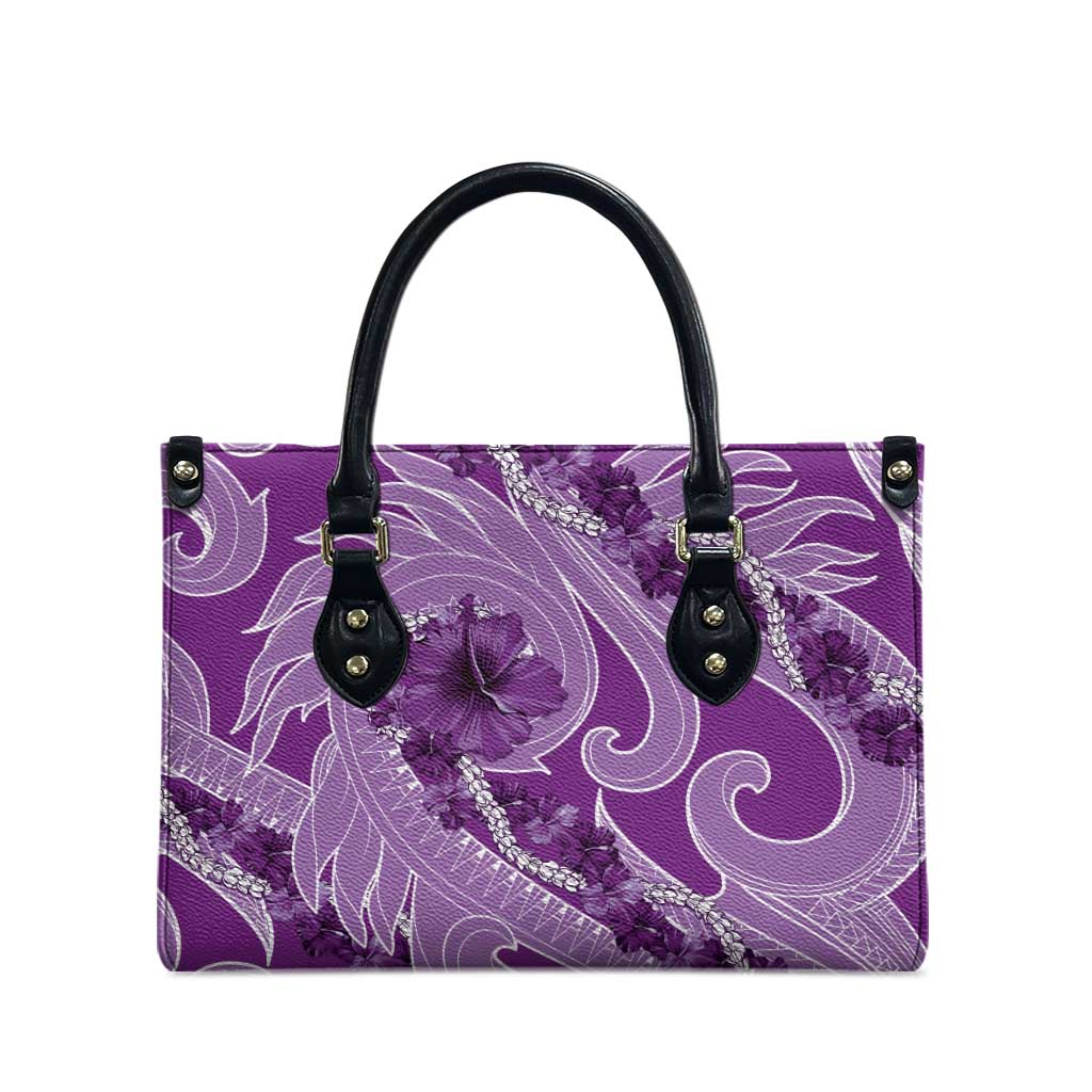 Hawaii Violet Hibiscus Pikake Lei Leather Bag - Polynesian Pride