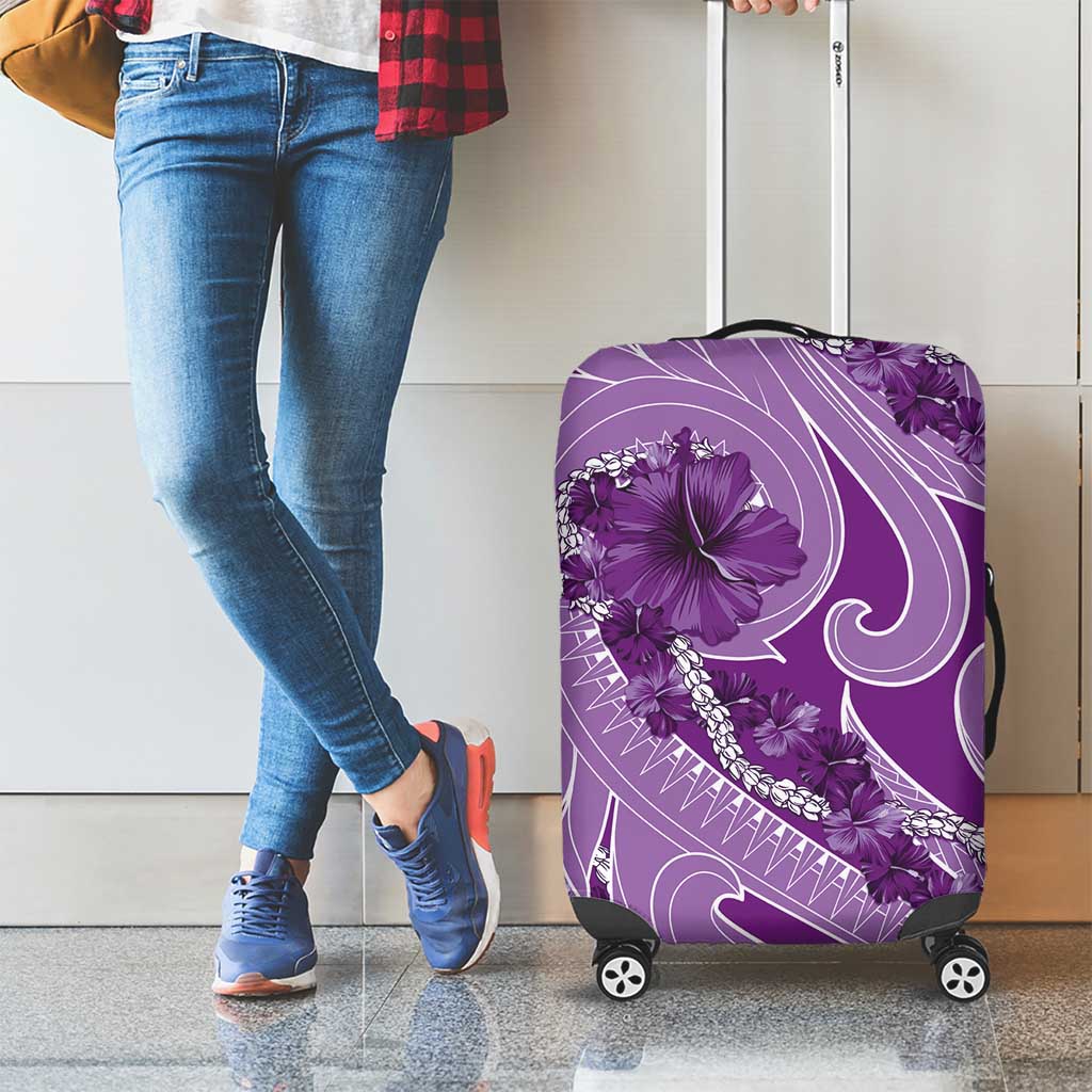 Hawaii Violet Hibiscus Pikake Lei Luggage Cover - Polynesian Pride