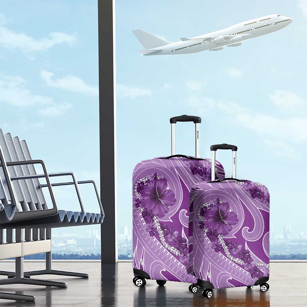 Hawaii Violet Hibiscus Pikake Lei Luggage Cover - Polynesian Pride