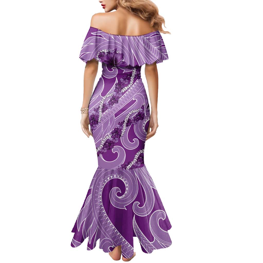 Hawaii Violet Hibiscus Pikake Lei Mermaid Dress - Polynesian Pride