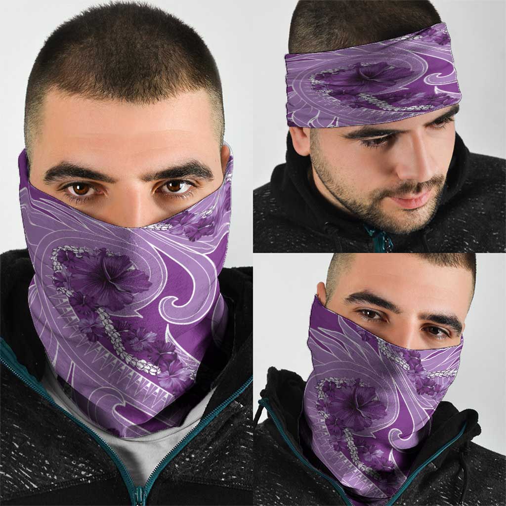 Hawaii Violet Hibiscus Pikake Lei Neck Gaiter LT05