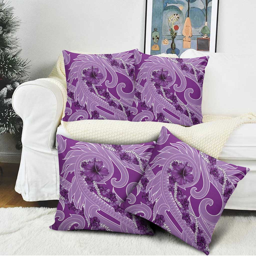 Hawaii Violet Hibiscus Pikake Lei Pillow Cover - Polynesian Pride