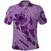 Hawaii Violet Hibiscus Pikake Lei Polo Shirt - Polynesian Pride