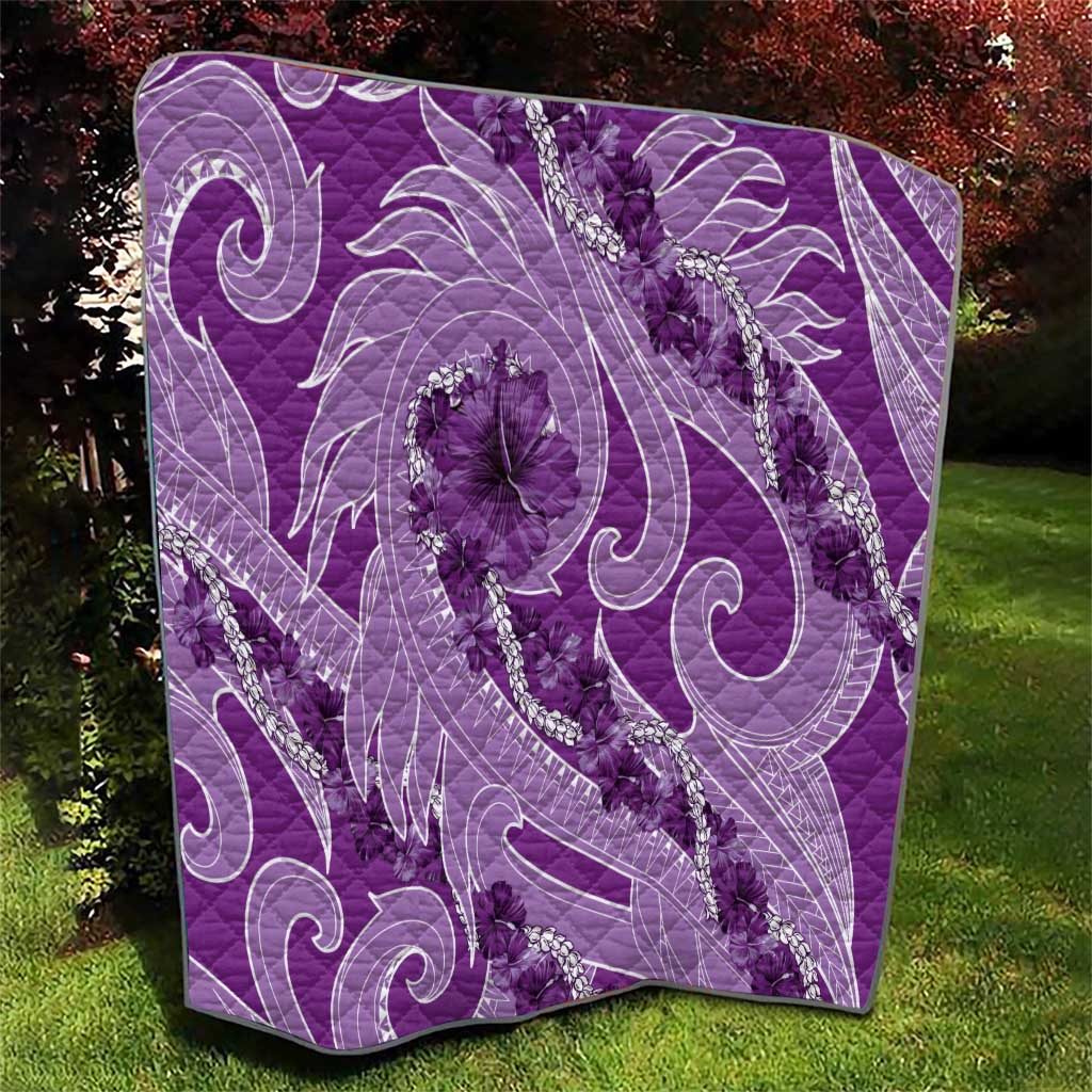 Hawaii Violet Hibiscus Pikake Lei Quilt - Polynesian Pride