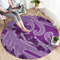 Hawaii Violet Hibiscus Pikake Lei Round Carpet - Polynesian Pride