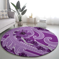 Hawaii Violet Hibiscus Pikake Lei Round Carpet - Polynesian Pride