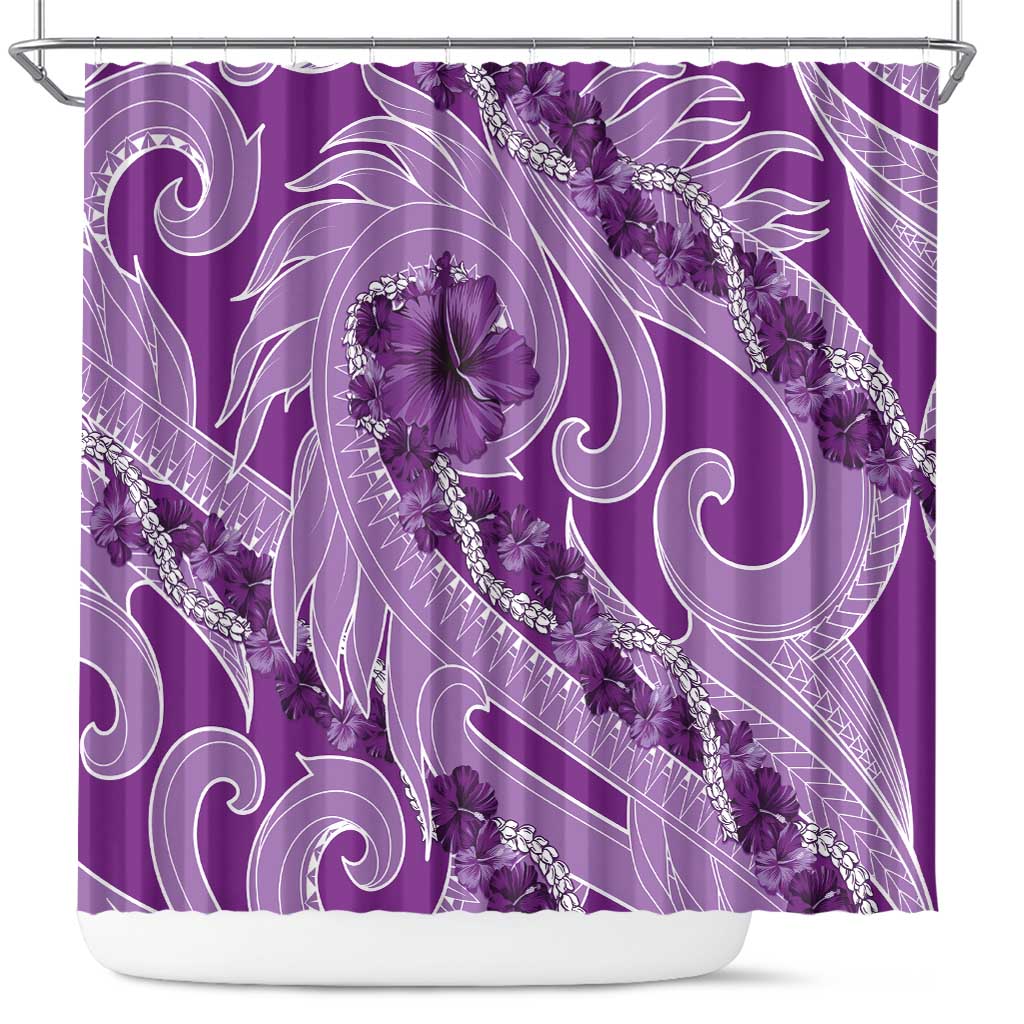 Hawaii Violet Hibiscus Pikake Lei Shower Curtain - Polynesian Pride
