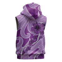Hawaii Violet Hibiscus Pikake Lei Sleeveless Zip Hoodie - Polynesian Pride