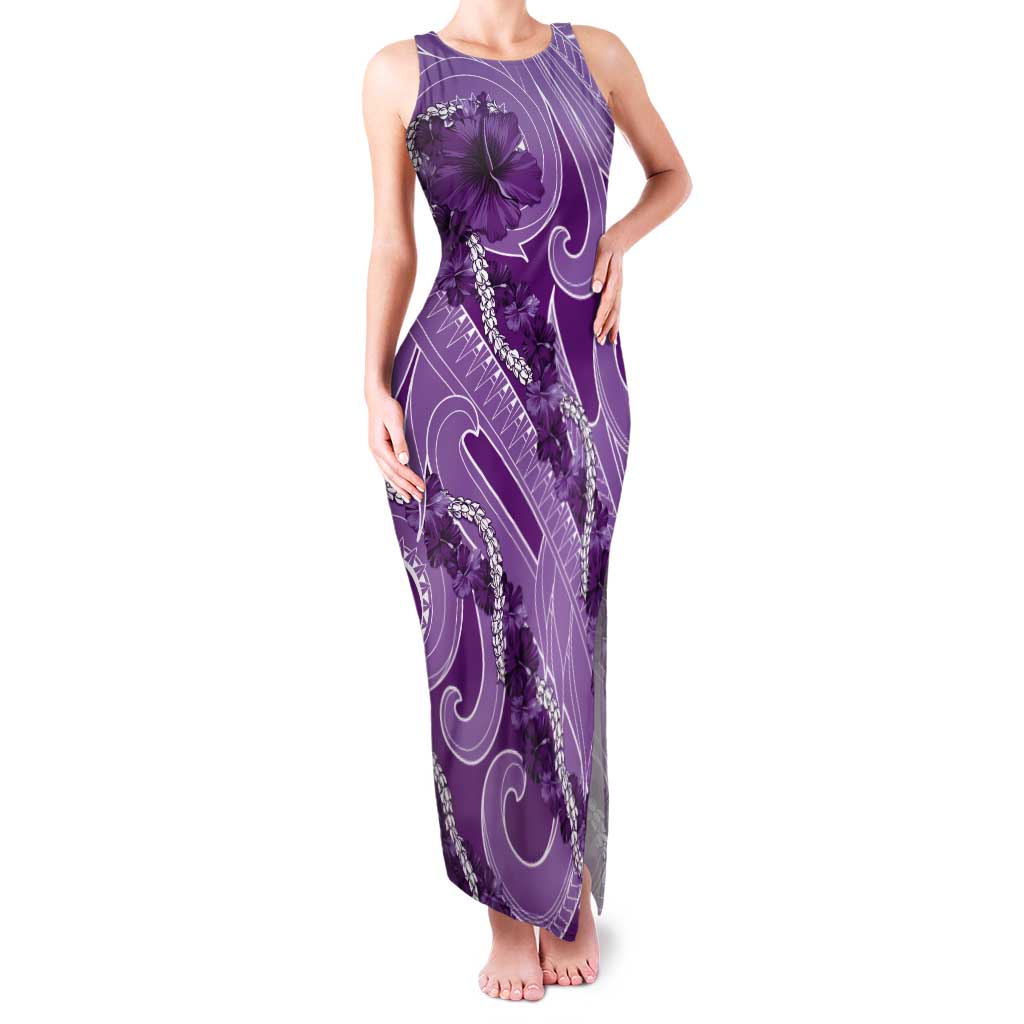 Hawaii Violet Hibiscus Pikake Lei Tank Maxi Dress - Polynesian Pride
