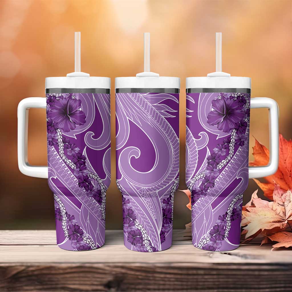 Hawaii Violet Hibiscus Pikake Lei Tumbler With Handle - Polynesian Pride