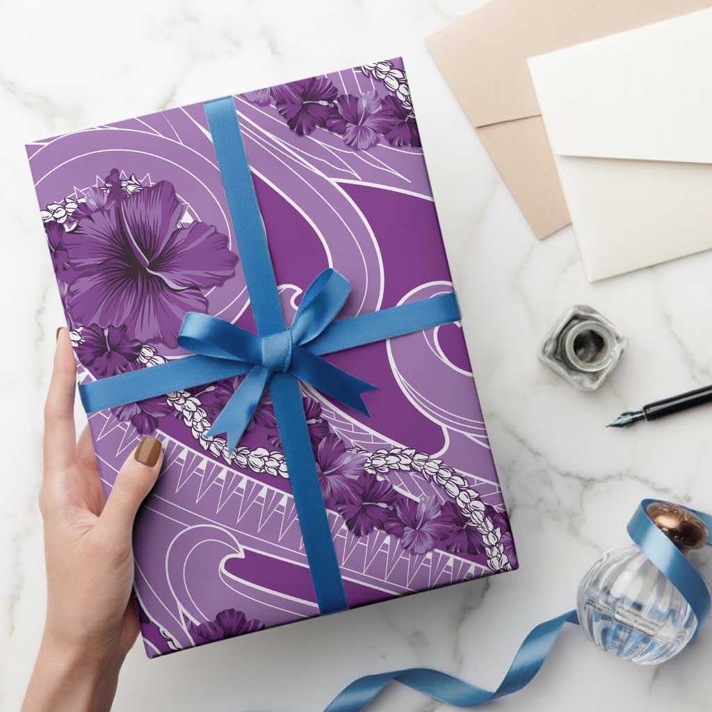 Hawaii Violet Hibiscus Pikake Lei Wrapping Paper - Polynesian Pride