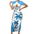 Fiji Rugby Short Sleeve Bodycon Dress World Cup 2023 Fijian Tapa Pattern Blue Version LT05 Long Dress Blue - Polynesian Pride