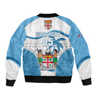 Custom Fiji Rugby Bomber Jacket World Cup 2023 Fijian Tapa Pattern Blue Version LT05 - Polynesian Pride