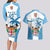 Custom Fiji Rugby Couples Matching Long Sleeve Bodycon Dress and Hawaiian Shirt World Cup 2023 Fijian Tapa Pattern Blue Version LT05 - Polynesian Pride