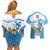 Custom Fiji Rugby Couples Matching Off Shoulder Short Dress and Hawaiian Shirt World Cup 2023 Fijian Tapa Pattern Blue Version LT05 - Polynesian Pride