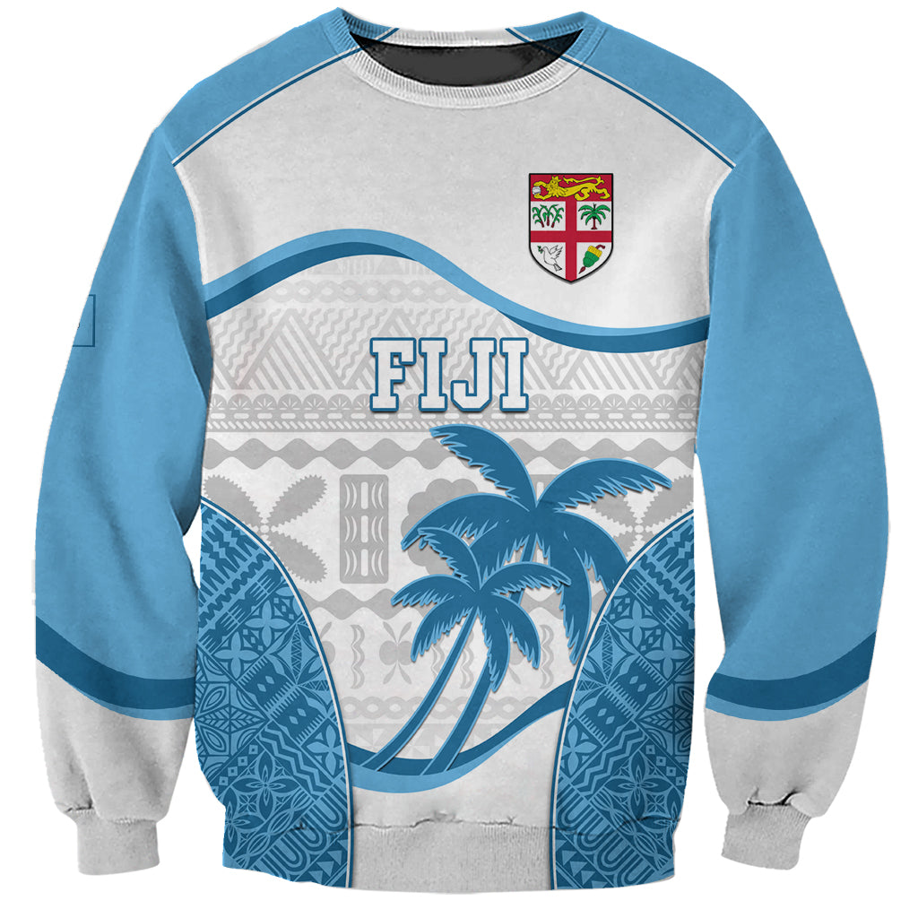 Custom Fiji Rugby Sweatshirt World Cup 2023 Fijian Tapa Pattern Blue Version LT05 Unisex Blue - Polynesian Pride