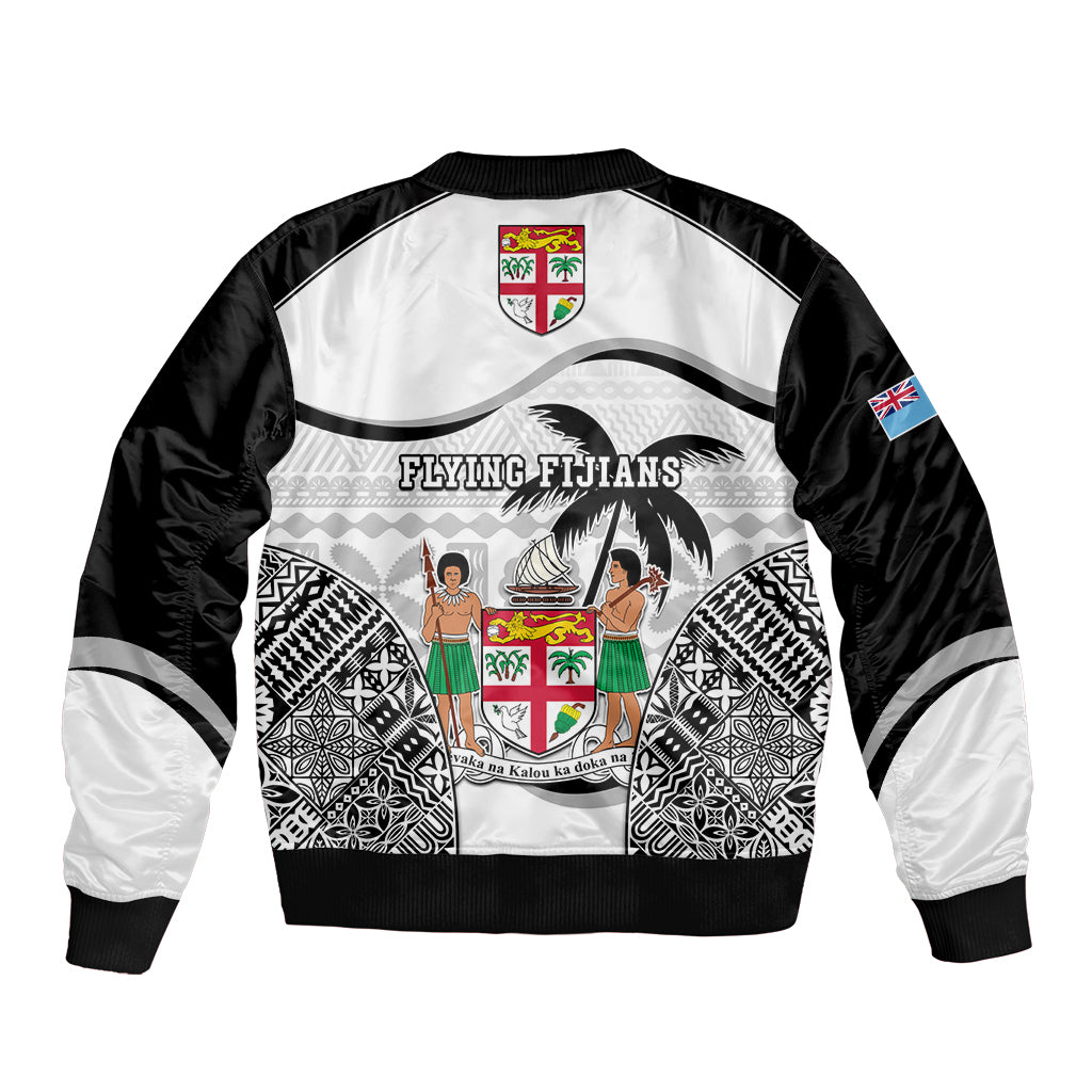 Fiji Rugby Bomber Jacket World Cup 2023 Fijian Tapa Pattern Black Version LT05 - Polynesian Pride