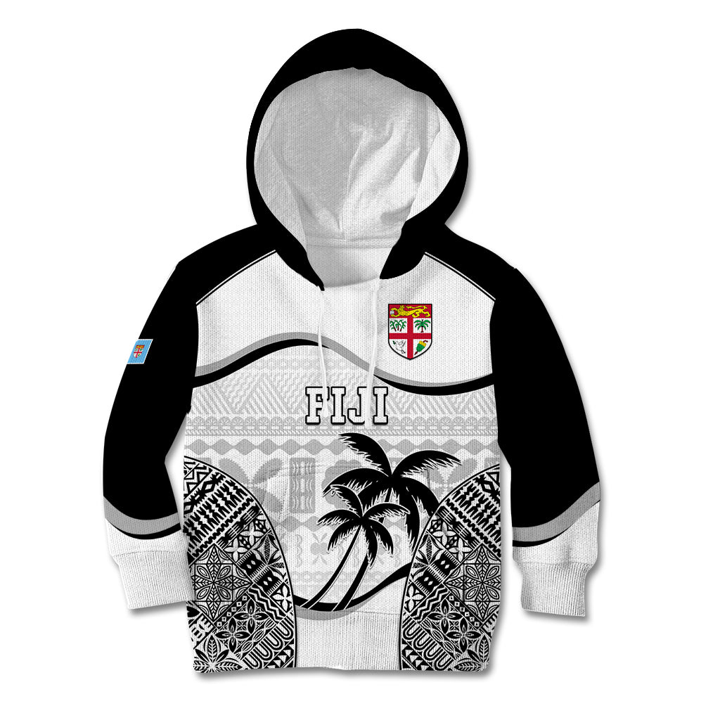 Fiji Rugby Kid Hoodie World Cup 2023 Fijian Tapa Pattern Black Version LT05 Hoodie Black - Polynesian Pride