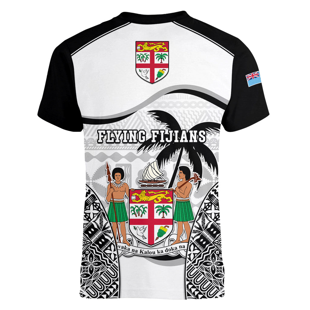 Fiji Rugby Women V Neck T Shirt World Cup 2023 Fijian Tapa Pattern Black Version LT05 - Polynesian Pride