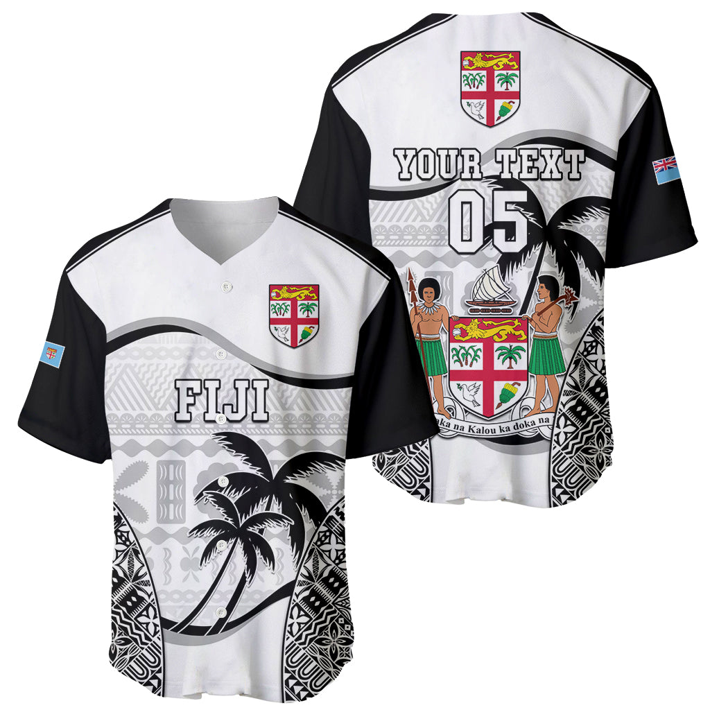 Custom Fiji Rugby Baseball Jersey World Cup 2023 Fijian Tapa Pattern Black Version LT05 - Polynesian Pride