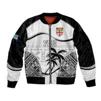 Custom Fiji Rugby Bomber Jacket World Cup 2023 Fijian Tapa Pattern Black Version LT05 Unisex Black - Polynesian Pride