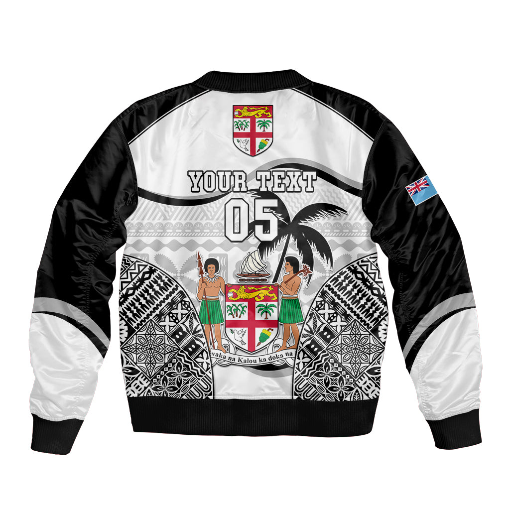 Custom Fiji Rugby Bomber Jacket World Cup 2023 Fijian Tapa Pattern Black Version LT05 - Polynesian Pride