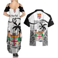 Custom Fiji Rugby Couples Matching Summer Maxi Dress and Hawaiian Shirt World Cup 2023 Fijian Tapa Pattern Black Version LT05 - Polynesian Pride