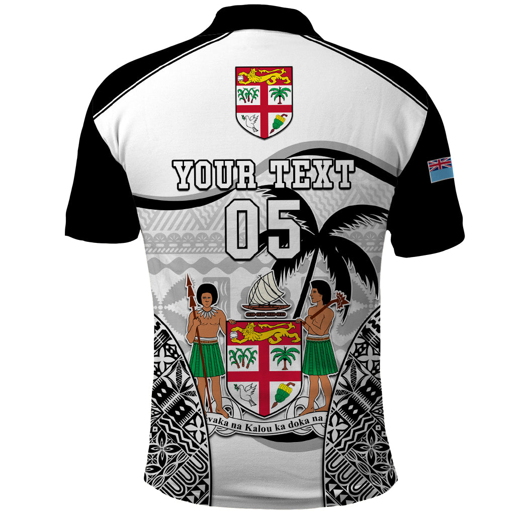 Custom Fiji Rugby Polo Shirt World Cup 2023 Fijian Tapa Pattern Black Version LT05 - Polynesian Pride