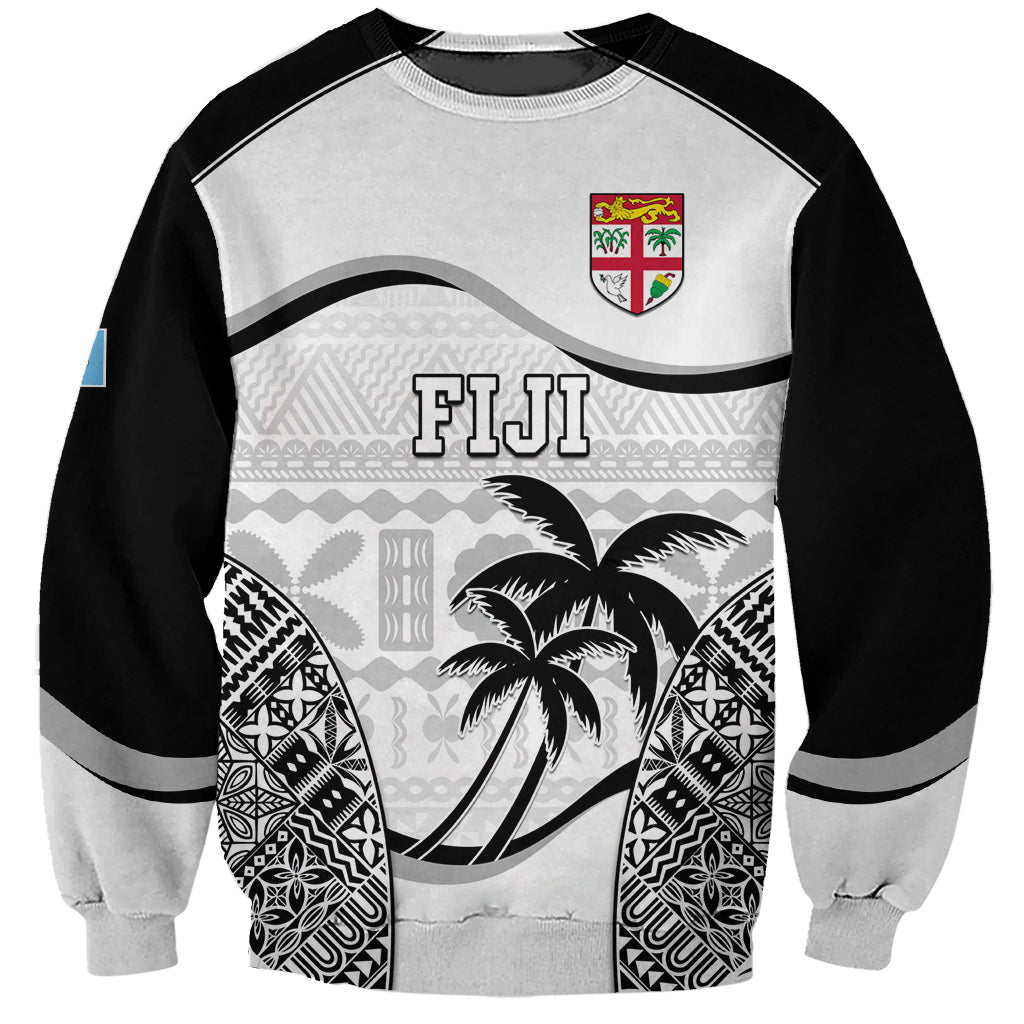 Custom Fiji Rugby Sweatshirt World Cup 2023 Fijian Tapa Pattern Black Version LT05 Unisex Black - Polynesian Pride
