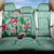 Hawaii Tropical Flowers Back Car Seat Cover Polynesian Tattoo Mint Green