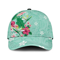 Hawaii Tropical Flowers Classic Cap Polynesian Tattoo Mint Green