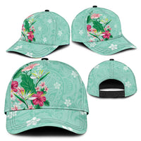 Hawaii Tropical Flowers Classic Cap Polynesian Tattoo Mint Green