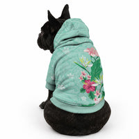 Hawaii Tropical Flowers Pet Hoodie Polynesian Tattoo Mint Green