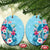 Hawaii Tropical Flowers Ceramic Ornament Polynesian Tattoo Sky Blue