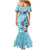 Hawaii Tropical Flowers Mermaid Dress Polynesian Tattoo Sky Blue