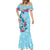 Hawaii Tropical Flowers Mermaid Dress Polynesian Tattoo Sky Blue