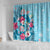 Hawaii Tropical Flowers Shower Curtain Polynesian Tattoo Sky Blue