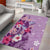 Hawaii Tropical Flowers Area Rug Polynesian Tattoo Lavender