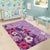 Hawaii Tropical Flowers Area Rug Polynesian Tattoo Lavender