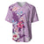 Hawaii Tropical Flowers Baseball Jersey Polynesian Tattoo Lavender