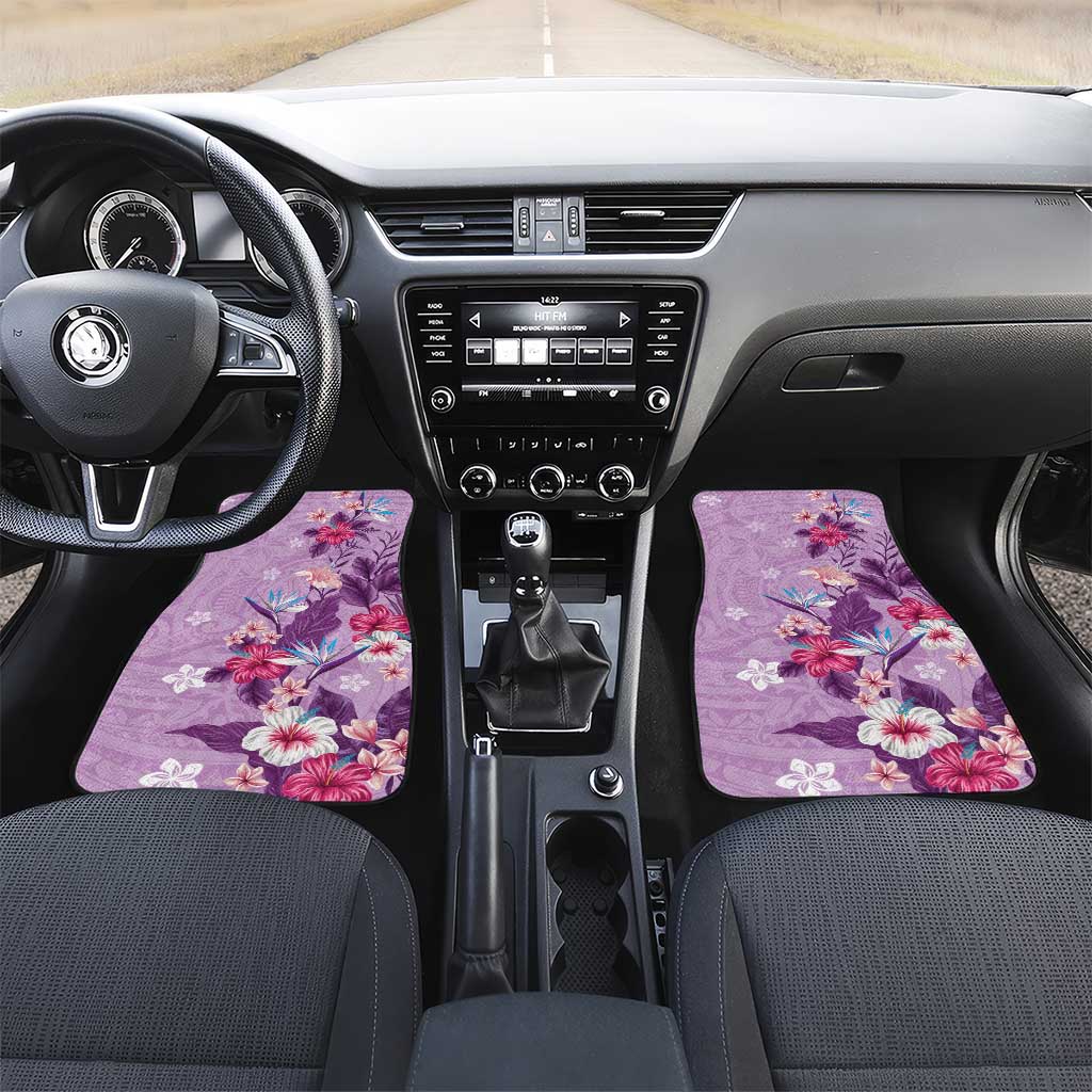 Hawaii Tropical Flowers Car Mats Polynesian Tattoo Lavender