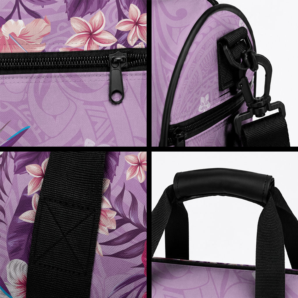 Hawaii Tropical Flowers Duffle Bag Polynesian Tattoo Lavender
