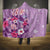 Hawaii Tropical Flowers Hooded Blanket Polynesian Tattoo Lavender