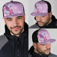 Hawaii Tropical Flowers Mesh Trucker Cap Polynesian Tattoo Lavender