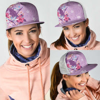 Hawaii Tropical Flowers Mesh Trucker Cap Polynesian Tattoo Lavender