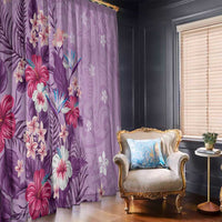 Hawaii Tropical Flowers Window Curtain Polynesian Tattoo Lavender