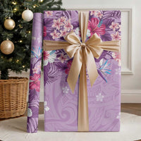 Hawaii Tropical Flowers Wrapping Paper Polynesian Tattoo Lavender - Polynesian Pride